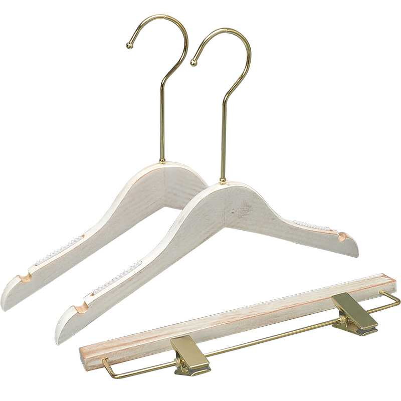 LOGO定制旧白色儿童服装店实木衣架童装店宝宝衣架童装木衣架 - 图3