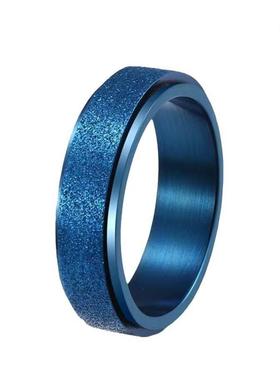 时尚磨砂可转动钛钢戒指日韩版男士黑色个性气质潮男单身食指真品