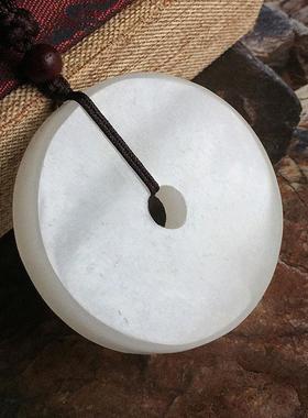 新中式真玉牌山鬼花钱吊坠男士项链手把件玉石道家挂件绳法器饰品