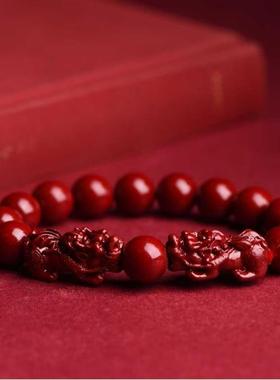2025蛇年公母双貔貅手串男女手链本命年吉祥朱砂手串