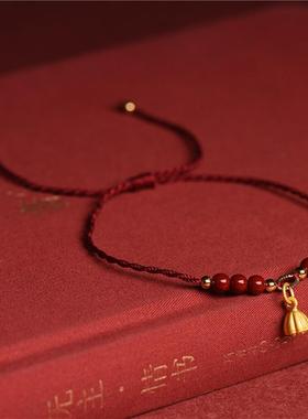 普陀山求子朱砂手链饰品求子莲蓬送子吉祥物红色手绳生女孩男宝宝