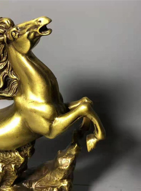 古韵斋黄铜奔马摆件家居装饰办公文化礼品金属工艺品批发一复古