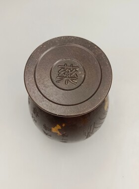 古韵斋仿古铜捣药罐研磨中药用品李时珍图捣药罐家居工艺品摆件