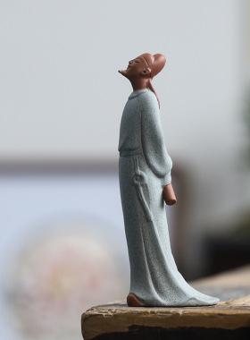 创意古代人物李白陶瓷雕像公仔中式客厅格子柜书房家居装饰品摆件