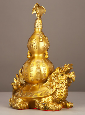 铜金龟送福铜龙龟葫芦家居办公室铜龙龟摆件