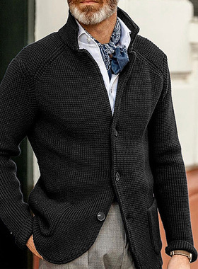 2025秋季新款立领毛衣休闲长袖夹克针织开衫外套男Men's sweaters