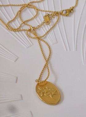 woo福利款百合花开法式复古项链