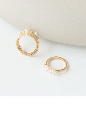 欧美手工绕线法式复古珍珠戒指