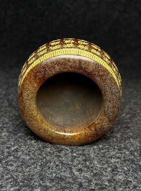 老牦牛角整角雕刻碗金刚经小摆件镇文玩收藏