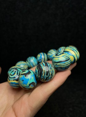 花梨木绿色水晶孔雀石手链手串转运石头手链男女款情侣饰品送礼