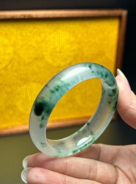 高冰冰透独龙玉飘花手镯高品质翡翠色女款玉石手镯子冰种玉镯女款