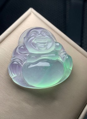 缅甸翡翠弥勒佛公玉观音玉佛吊坠男女款大号冰种笑佛项链玉坠