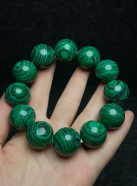 花梨木绿色水晶孔雀石手链手串转运石头手链男女款情侣饰品送礼