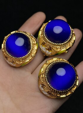 古玩纯铜黄铜泥金戒指男女款复古做旧戒指饰品收藏品老物件旧货