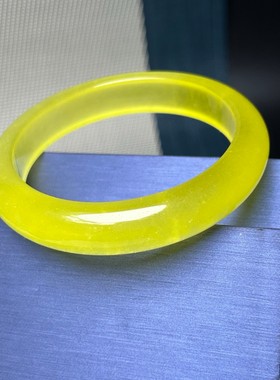 精品缅甸翡翠色手镯冰种黄翡柠檬黄扁条玉石镯子女款福镯手饰