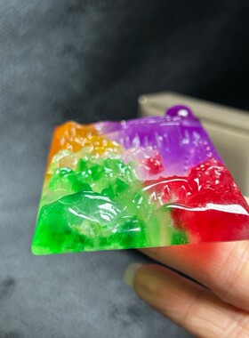 高冰缅甸老翠玉镂空山水意境牌项链吊坠冰种春彩厚装玉佩百搭颈饰