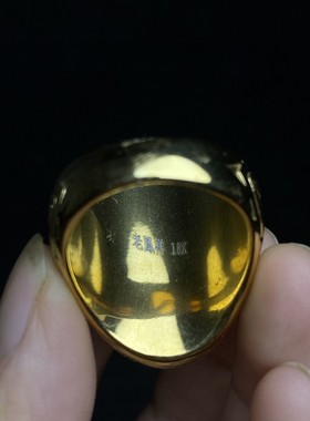 古董文玩旧藏纯铜鎏金镶嵌宝石戒指男士戒指复古戒指一盒