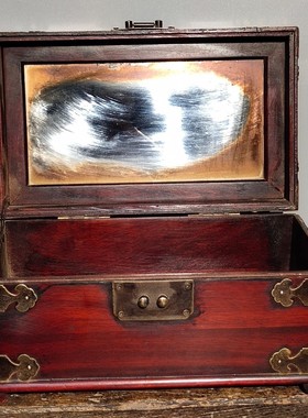 珍藏老红酸枝木首饰盒官箱纯镶嵌宝石珠宝首饰盒化妆盒摆件古玩