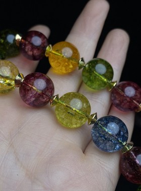 古玩旧藏花梨木镶螺钿机关首饰盒内珍藏碧玺十八子手持