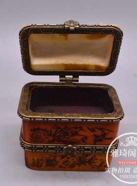 复古做旧小号双层仕女图首饰盒