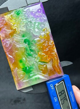 缅甸老坑帝王翡翠色特大号山水意境牌高冰男款观音吊坠玉石挂件