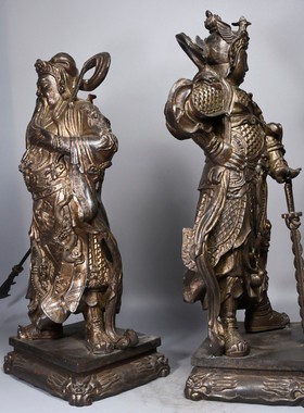 纯铜关公韦陀佛像摆件韦陀伽蓝菩萨神像大号家居供养武财神爷铜像