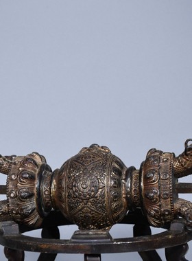 老法器黄铜泥金五股多杰金刚杵用品金刚橛降魔杵佛堂摆件