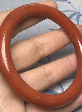 复古玛瑙手镯圆条磨砂面红玛瑙女款首饰南红色玛瑙手镯手环收藏