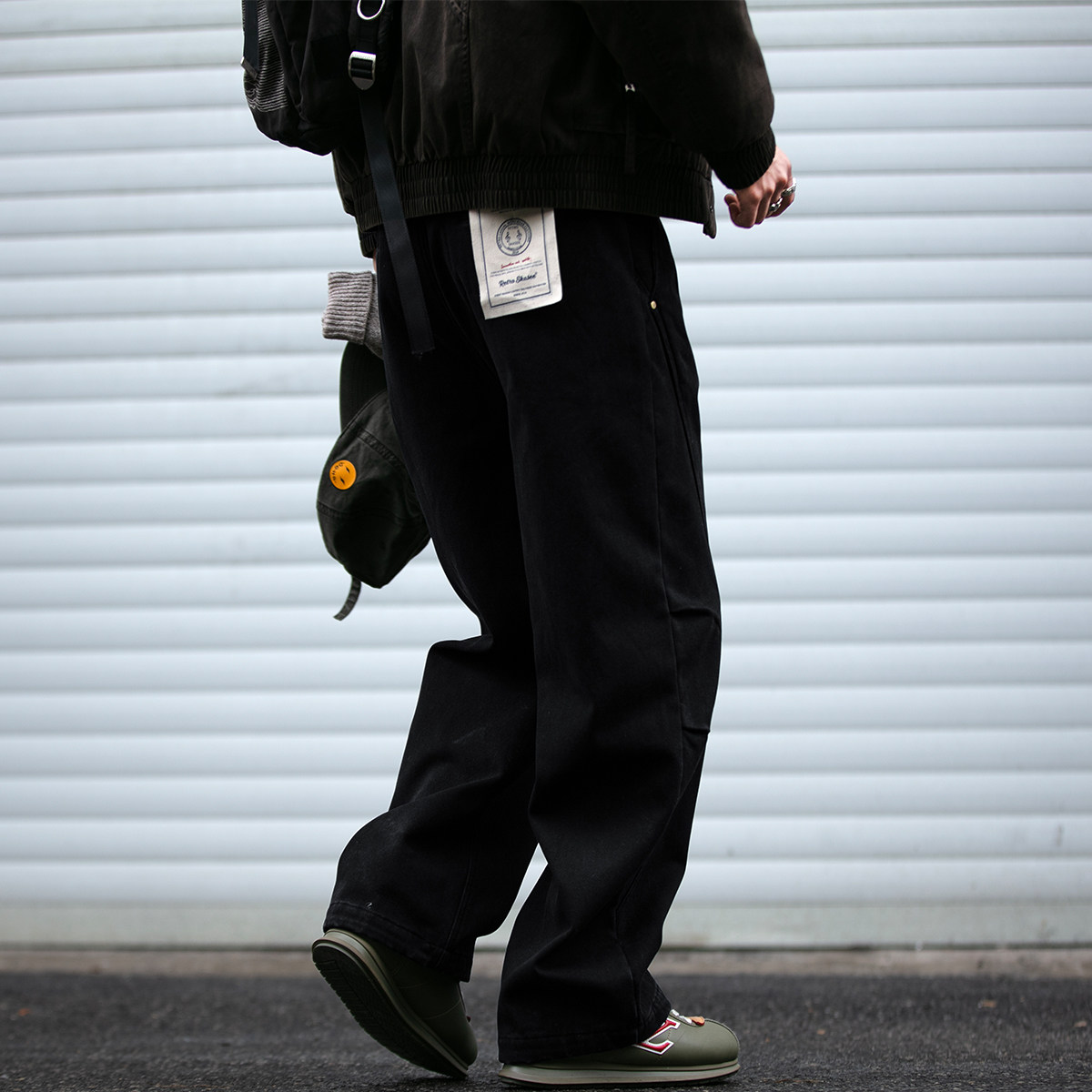 480G重工水洗解构裁剪刺绣加绒工装裤男冬季宽松质感加厚直筒长裤,淘宝优惠券,粉丝福利购,淘宝优惠卷