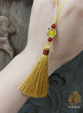 虎眼石手绳本命年生肖虎转运珠手链横孔竖孔沙金老虎套珠圈