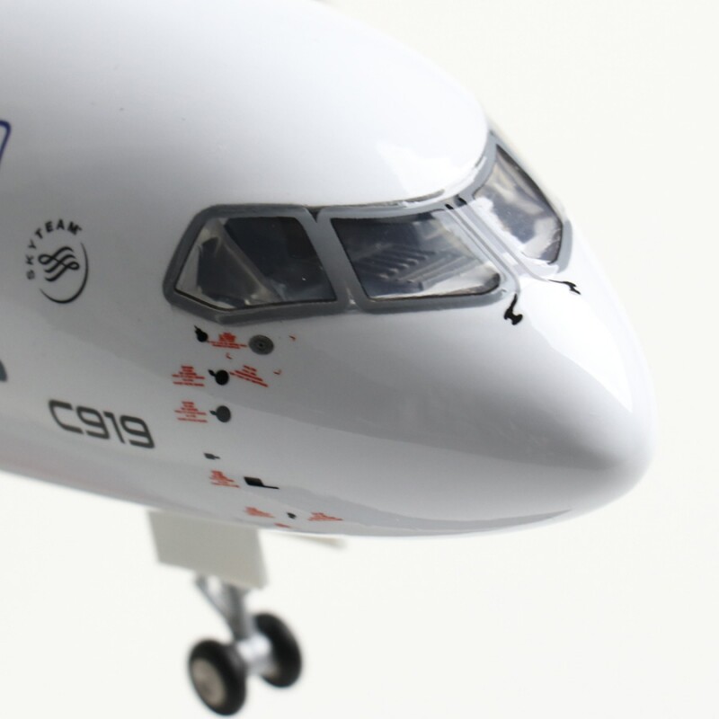 37cm 国内成品东航客机仿真模型飞机带轮子c919东方航空B919A摆件