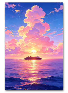 治愈动漫风景海报宫崎骏唯美云海清新ins风花海书清吧装饰贴画纸1