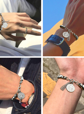 韩版霸气钛钢手链男士手镯饰品