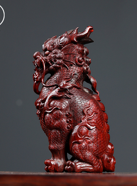 印度小叶紫檀火麒麟瑞兽摆件