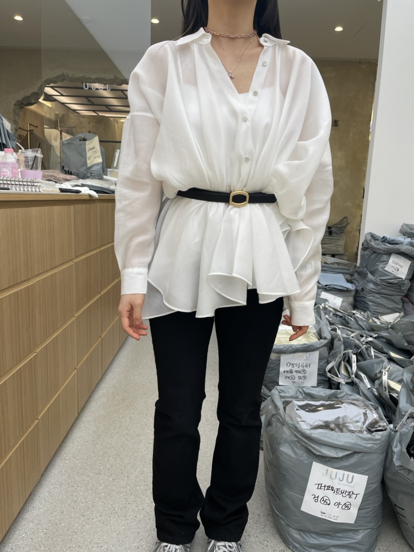 JUJU韩国代购东大门2024春季新款时尚休闲气质减龄舒适长袖衬衫女 - 图0