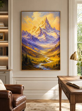 源头手绘油画雪山日照金山工程酒店民宿装饰画批量代发定制款