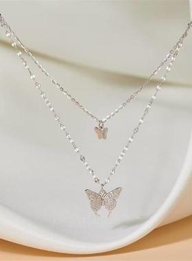 New metal double-layer clavicle chain temperament necklace新