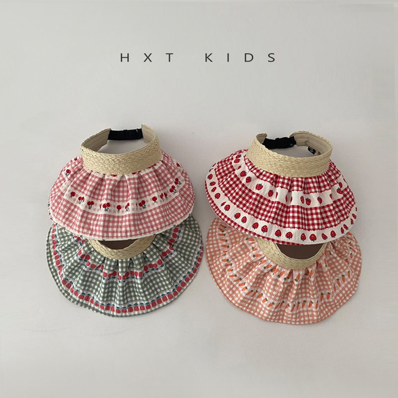 儿童大帽檐空顶帽夏季透气洋气水果图案遮阳帽子夏天宝宝防晒帽潮,淘宝优惠券,粉丝福利购,淘宝优惠卷