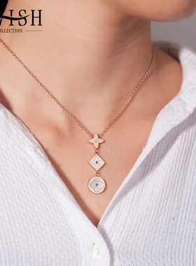 AWISH经典四叶草套组钻石项链手链