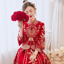 Show and dress 2023 new brides wedding Chinese wedding dress gown toast with little sub big code Winter wedding ladies