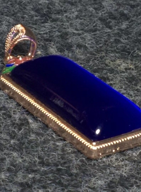 尼泊尔手工老银匠宫廷景泰蓝烤蓝纯银镶嵌老翠玉碧玺猫眼吊坠