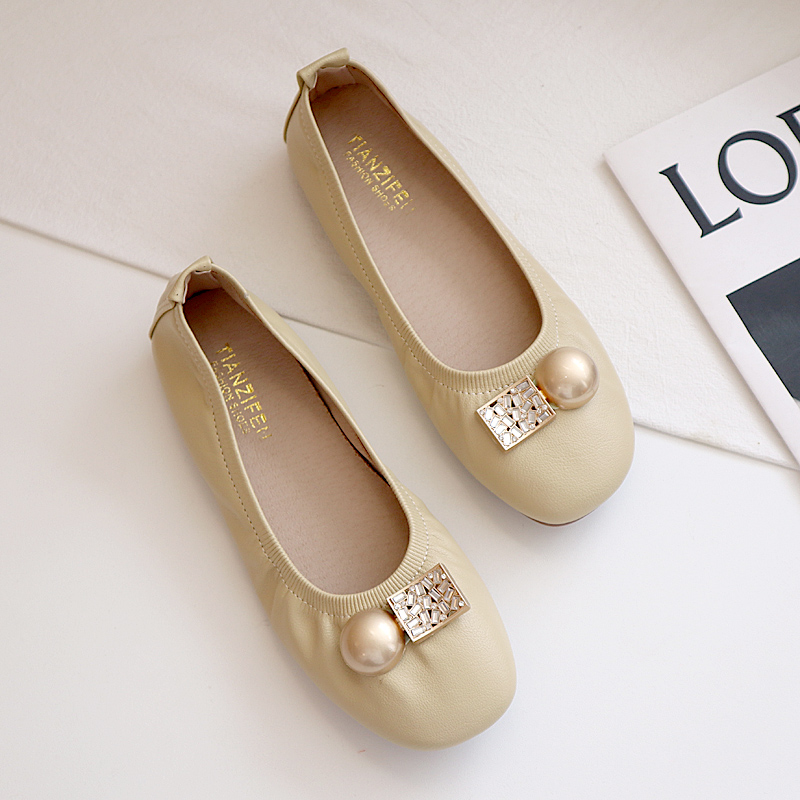 cumuggo旗舰店春秋软底仙女平底单鞋浅口温柔仙气软皮软底百搭奶奶豆豆鞋子2