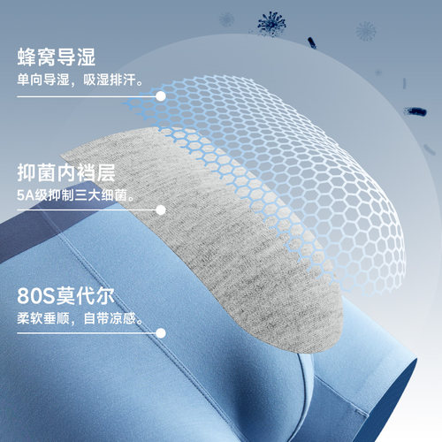 猫人男士内裤男生冰丝莫代尔凉感抗菌无痕四角裤短裤男式平角裤头 - 图1