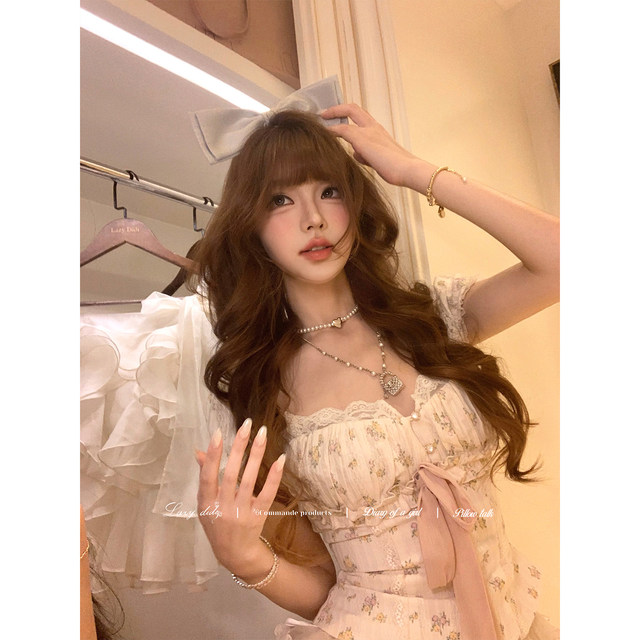 Lazy Didi Flowers ແລະ Alice Cotton Floral Puff Sleeve Top Spring Special Texture Embroidered Dress