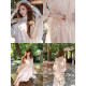 LazyDidi Pink Dai Peach Blossom Pearl Yun Jingui Embroidery ອຸດສາຫະກໍາຫນັກແບບຈີນແບບໃຫມ່ຊຸດສີ່ປຸ່ມປຸ່ມເທິງ draped Pants