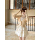 Lazy Didi ຮັກມືສອງ Vintage French lace suit waist ruffled pleated suspender skirt