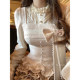 Lazy Didi Tuscany Heavy Industry Classic Fake Two-piece Collection Retro Puff Sleeve Palace Lace Shirt