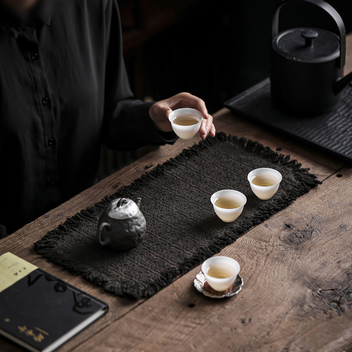 妙竹轩  植物染小茶垫柿染古朴老布茶席复古流苏桌旗禅意桌旗茶布,淘宝优惠券,粉丝福利购,淘宝优惠卷