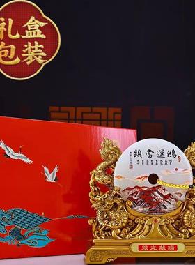 玉石平安摆件客厅玄关招财双龙