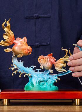 年年有鱼锦鲤摆件铜金鱼家居客厅办公室风水装饰品乔迁新居礼品